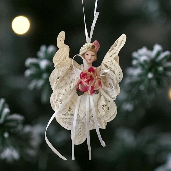 Vintage Other - Vintage Lace Angel Christmas Ornament – Elegant Holiday Décor